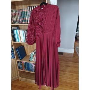 Turkish Red long sleeve maxi length dress.